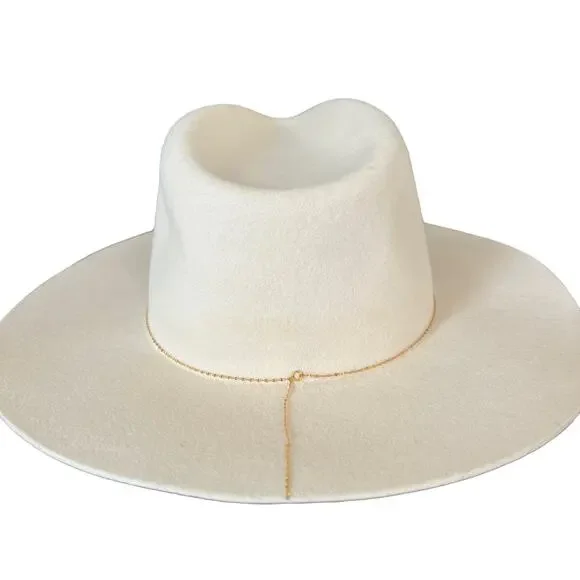 Van Palma Basile Hat in Off White NWT New Size Medium 57 VAN PALMA - BASIL SUNRISE FELT HAT — La Muse Geneva main image 4